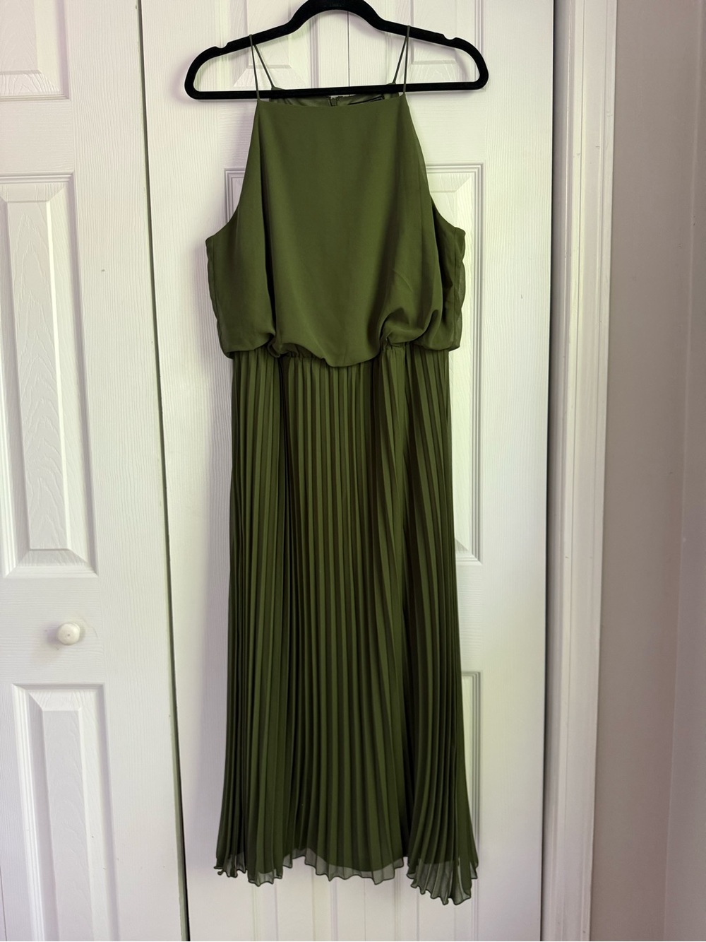 Sam Edelman Olive Green Pleated Midi Dress